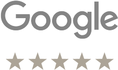 Google logo with five gray stars below.